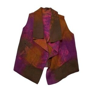 Tie Dyed Vest Waffle Knit Pink Purple Brown Draped Size Small Medium